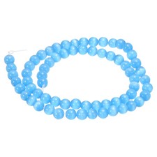 65pcs Ink Blue Cat's Eye Stone Beads 6mm Round Crystal Loose Bead