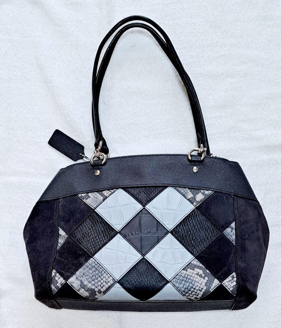 COACH handbag patchwork diamond pattern 30a - image 5