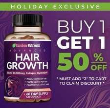 24-in-1 Hair Growth Vitamins Biotin 10000mcg Collagen OptiMSM 60 Day