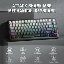ATTACK SHARK M86 75% Tri-Mode Mechanical Keyboard Hot Swap RGB For PC MAC PS
