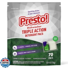 Amazon Brand - Presto! Triple Action Dishwasher Pacs, Anti-spotting, Fresh Sc