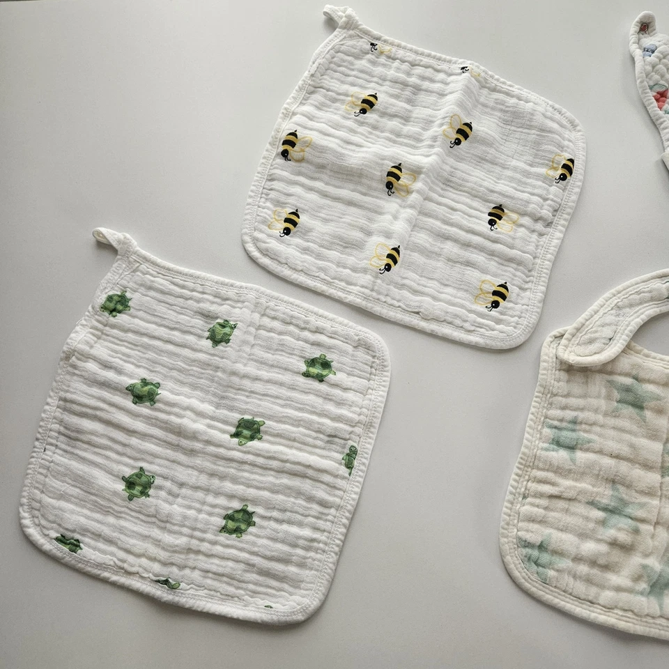 Lote de 4 piezas de paños para eructos de muselina Aden + Anais baberos de algodón Foto 3 de 4