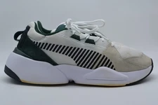Puma Zeta Suede Colorblock White & Green Running Sneakers 369347 03, Size 10