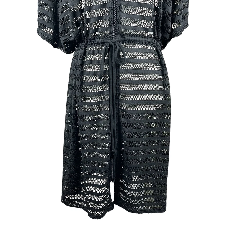 Traje de baño para mujer Catherines 2X negro transparente cremallera completa con capucha manga corta Foto 3 de 4