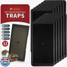 LULUCATCH Super Glue Traps 12 Pack for Mice and Snakes, Larger, Heavier Stick