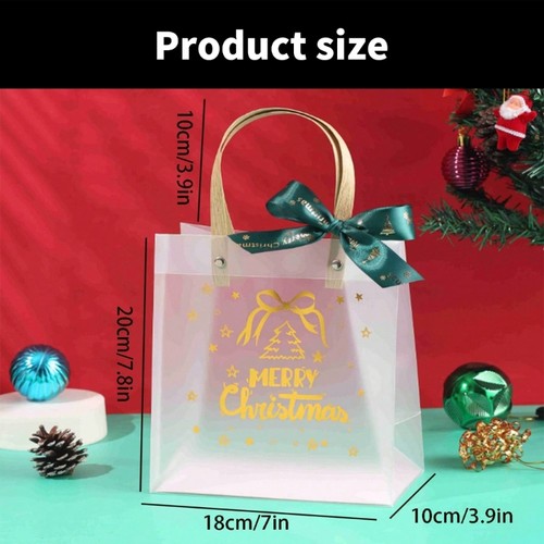 Pack Of 8 Transparent Christmas Gift Bags Storage Pouches for Holiday Presents - Picture 8 of 10