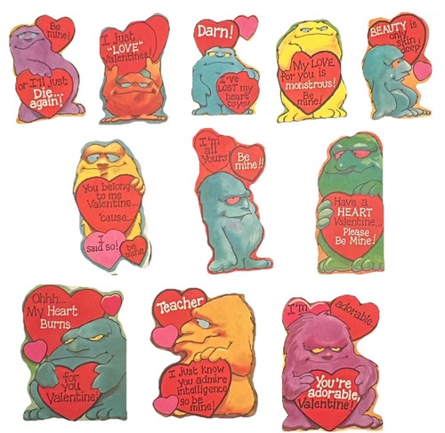 Vintage 1980er MONSTER Valentinskarten Lot 22 mehrere Klassenzimmer Austausch