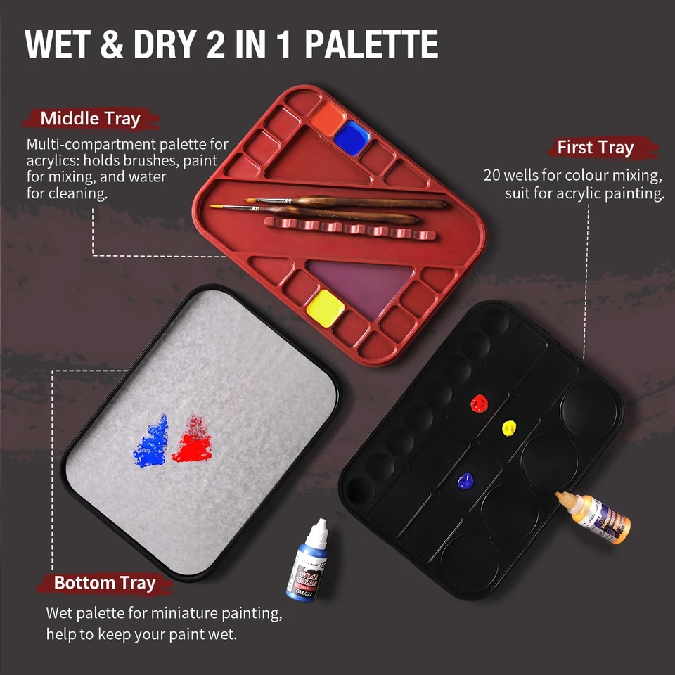 Wet Pallet for Painting Miniatures - Golden Maple 2 in 1 Dry and Wet Palette - Изображение 4 из 4