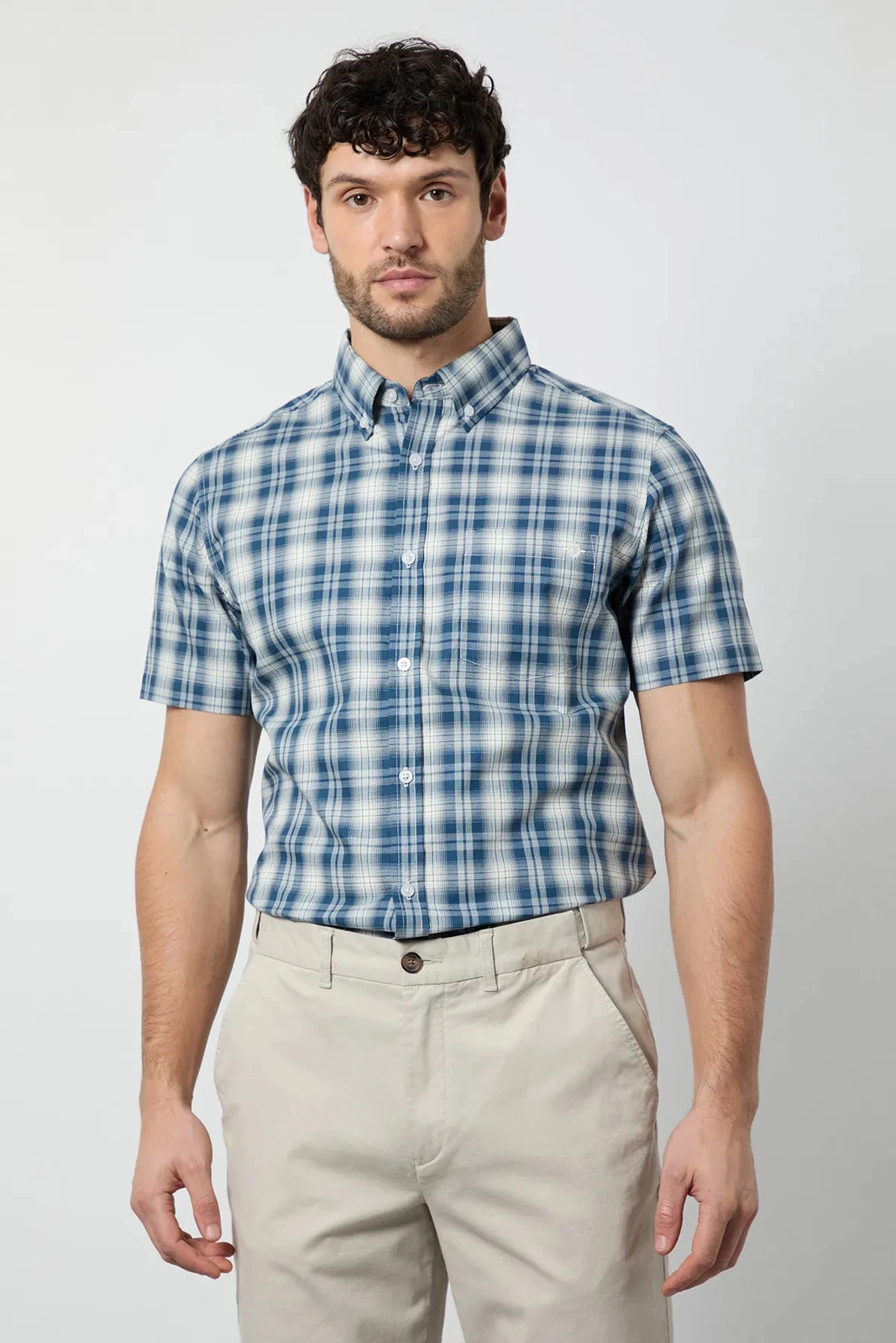 Maine Blue Checked Short Sleeve Printed Shirt Mens Smart Shirts
Opens in a new window or tab