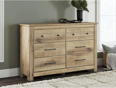 light brown dresser Nomad Six Drawer Dresser