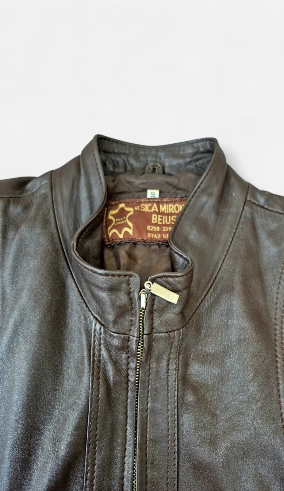 ​Womens Mens Unisex Genuine Brown Leather Vintage Jacket Jacket Size 56 image 4