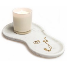 Large Curved Edge Marble Tray 14" x 7.8"   Natural x x 1", White