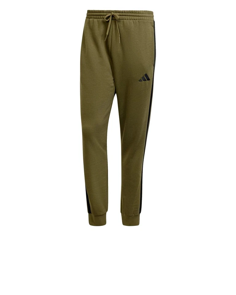 Pantaloni tuta UOMO Adidas Essentials 3-Stripes Fleece Verde oliva Cotone - Imagen 4 de 4