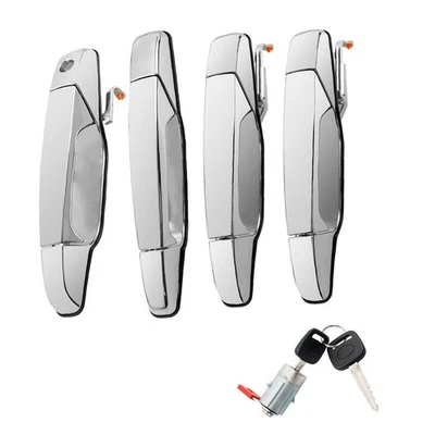 4Pcs Exterior Door Handle w/ Lock Cylinder and Keys For 07-14