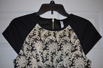 Kensie Women's Belted Black / Cream / Gold Dress with Metallic Trim Size XS  | eBay