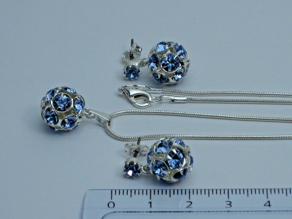 Anhänger + Ohrstecker Set mit Swarovski Kristallen..Verschiedene Farben. - Bild 2 von 4