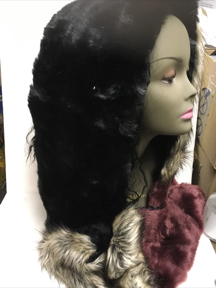 "Bufanda de piel sintética Leith negra beige granate con broche 7,5"" W X 62"" L precio de venta sugerido por el fabricante 65,0 USD nueva con etiquetas" Foto 2 de 4