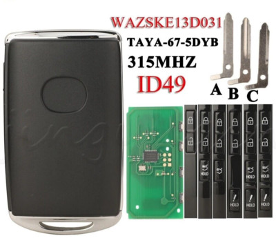 WAZSKE13D03 315MHz ID49 Chip Promixity Card For Mazda CX-5 CX-9 MIATA MX5 M6
