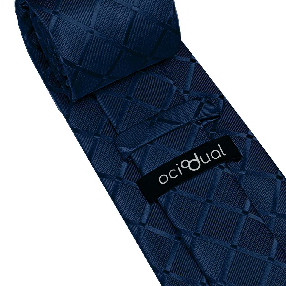 Cravatta e Pochette, a quadri, Colore Blu Scuro - Immagine 3 di 4