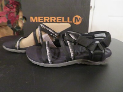*NEW Womens Black Merrell Terrian 3 Cush Lattice Sandals, 10