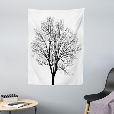 Schwarz und weiß Mikrofaser Wandteppich Barren Maple Tree