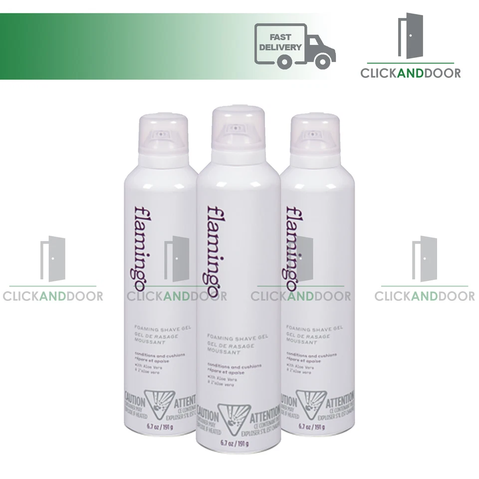 Flamingo Foaming Shave Gel with Aloe Vera 200ml select QTY 3 or 6