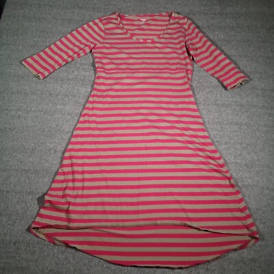 Horny Toad Dress Women Small Green Pink Striped Causal Flowy Everyday Pullover