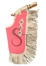 Pink Western Leather Chinks For Horse Show Floral Tooled Yoke for Kid Men Women