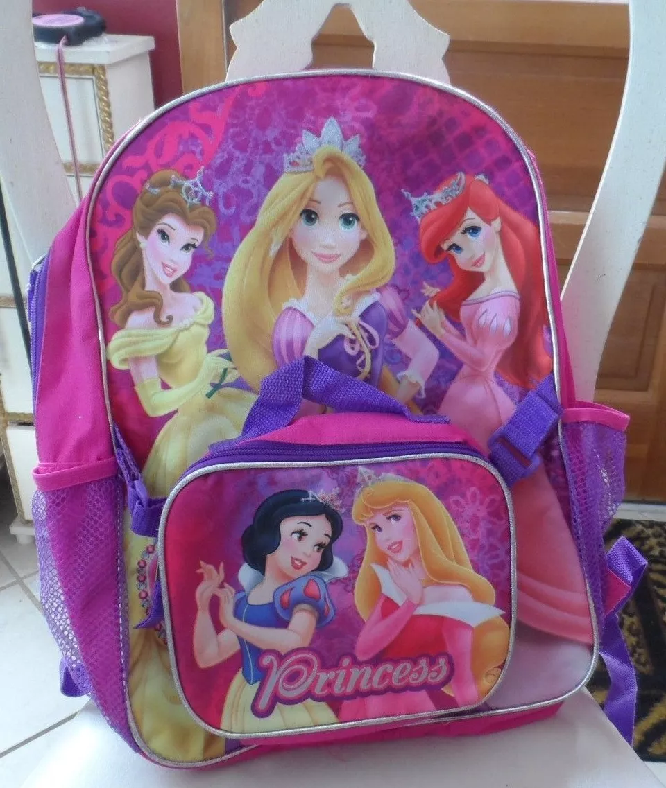 Disney Princess w/ Snow White Girls School Backpack Lunch Box Book Bag SET  Kids