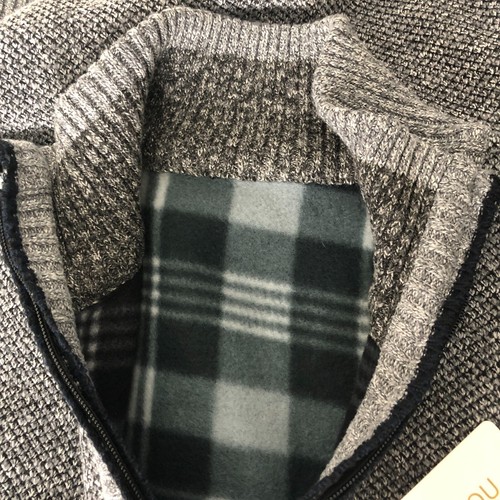 Mens Sweater Vest Small Gray Black Plaid Lined Zip Up Cozy Grandpacore Academia - Picture 3 of 7