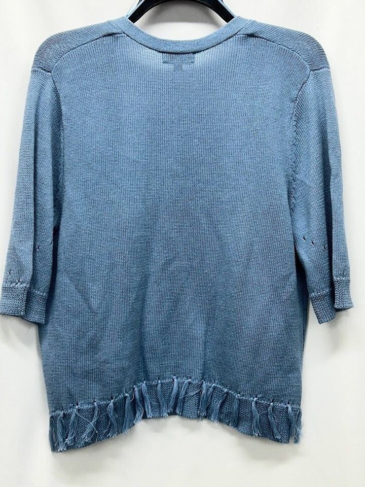 Joseph A. Women's Blue Fringe Cardigan Shrug Sweater Size Medium Linen