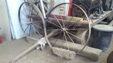 Pair of 50" Approx Black Metal Wagon/ Cart Wheel