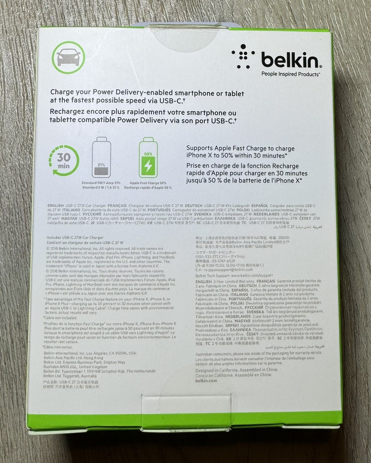 TOP! BELKIN USBC Car Charger 27W schwarz KFZLadegerät eBay