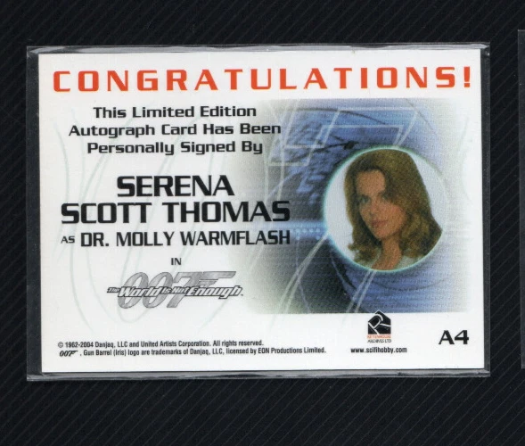 James Bond The Quotable Autógrafo Automático A4 Serena Scott Thomas como Dr. Warmflash Foto 2 de 4