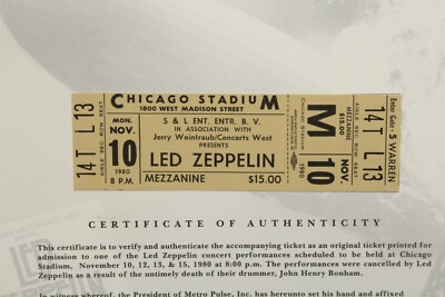 Led Zeppelin 1980 Unused Concert Ticket 20th Anniversary | eBay