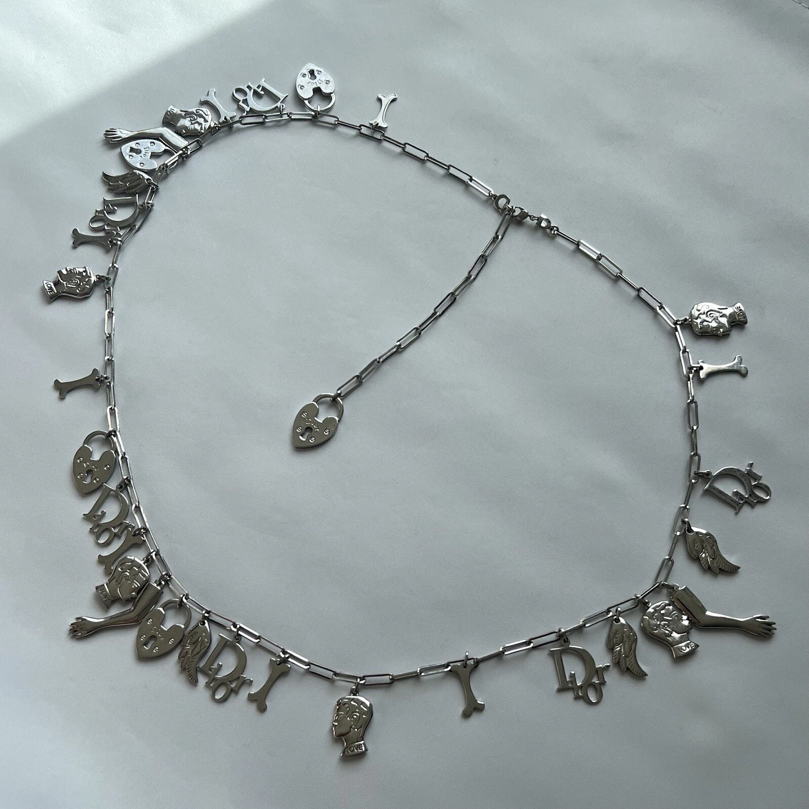 RARE Vintage Ceinture Dior Collier Long John Galliano Ton Argent Charme Ex Votos
