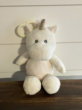KellyToy Kelly Baby Plush 10" Ivory Pink Unicorn Rattle Crinkle Arms Clip Toy