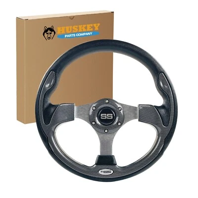 HUSKEY 12.5" Ultra Golf Cart Steering Wheel Carbon Fiber Finish For EZGO Club Car YAMAH