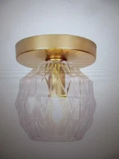 Alsy 5 in. 1-Light Soft Gold Transitional Flush Mount with Clear Glass Shade