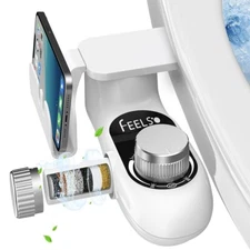 Bidet Fresh Water Spray Kit Non Electric Toilet Seat Attachment with Dual Nozzle