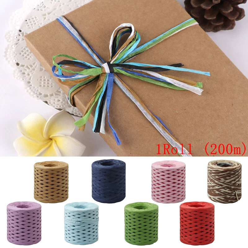 200m DIY Raffia Ribbon Paper Rope Baking Wrapping String Roll Twine Cord  Decors