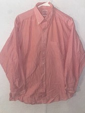 BROOKS BROTHERS Long Sleeve Red Striped Button Down Dress Shirt Mens Size 16-4/5