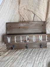 Welcome Wooden Sign- Coat Hanger - 3 Hooks- Storage Rack - Key Holder