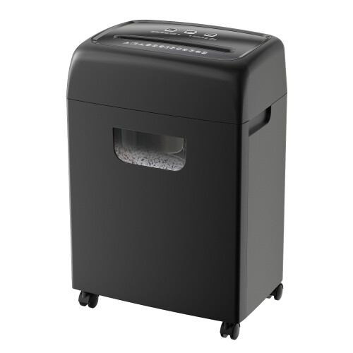 PAPER SHREDDER CROSS CUT LARGE BIN HIGH SECURITY LOW NOISE ABS+PC BLACK-image