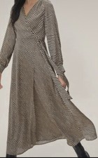 Black Stripe Wrap Dress Size 8