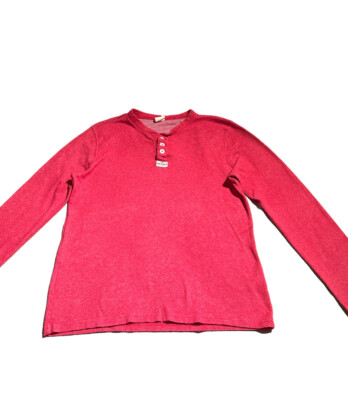 Hollister Mens Sz M Henley Shirt Red Long Sleeve Men's Long
