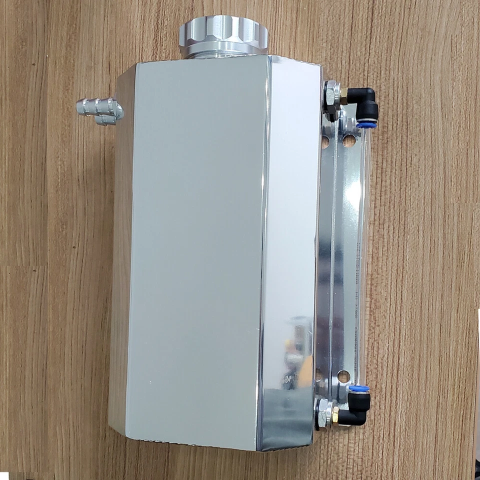 Tanque de retención de aceite universal de 2L tanque radiador refrigerante depósito de desbordamiento tanque cromado Foto 3 de 4