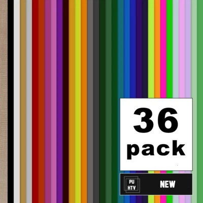HTVRONT 36 PACK HTV Vinyl Heat Transfer Vinyl Sheets Bundle for T-shirts Cut