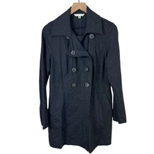 Cabi Womens Gray Double Breasted Collared Light Weight Knit Jacket Medium