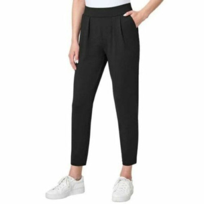 Modern Ambition Pleated Front Slim Fit Pull On Ponte Knit Pant (BLACK,LARGE) NWT